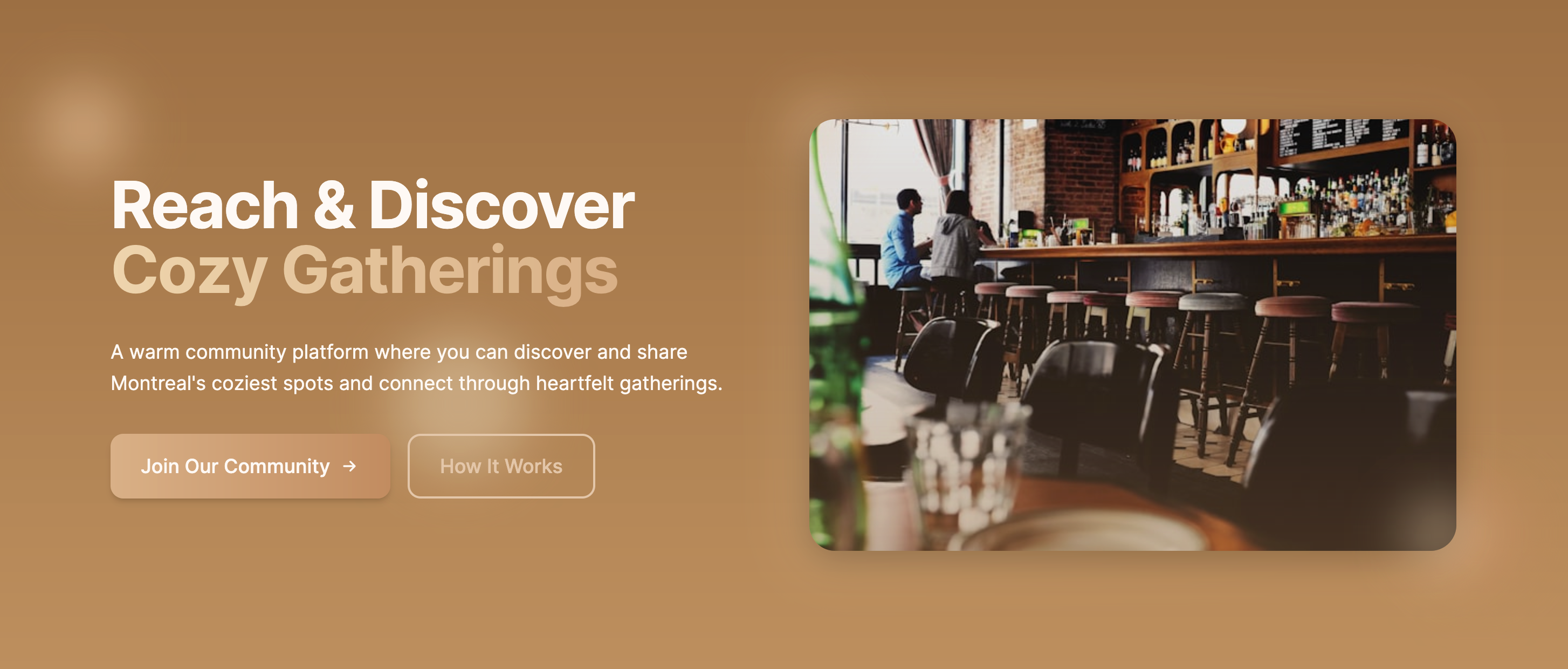 landing page for the app